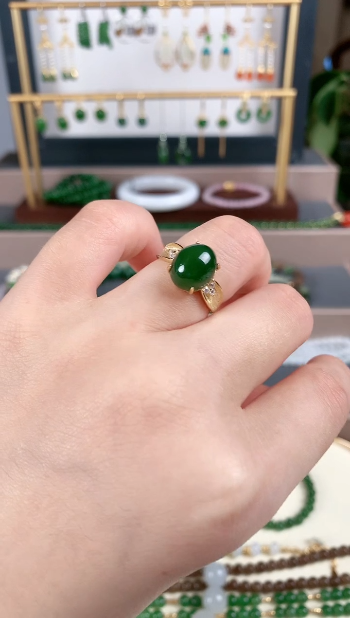 银S925镶嵌戒指和田玉1