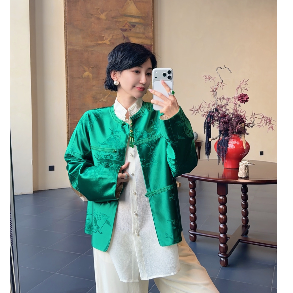 Betty Bairn【东方禅】早春新中式重磅醋酸刺绣气质韵味外套Q7603