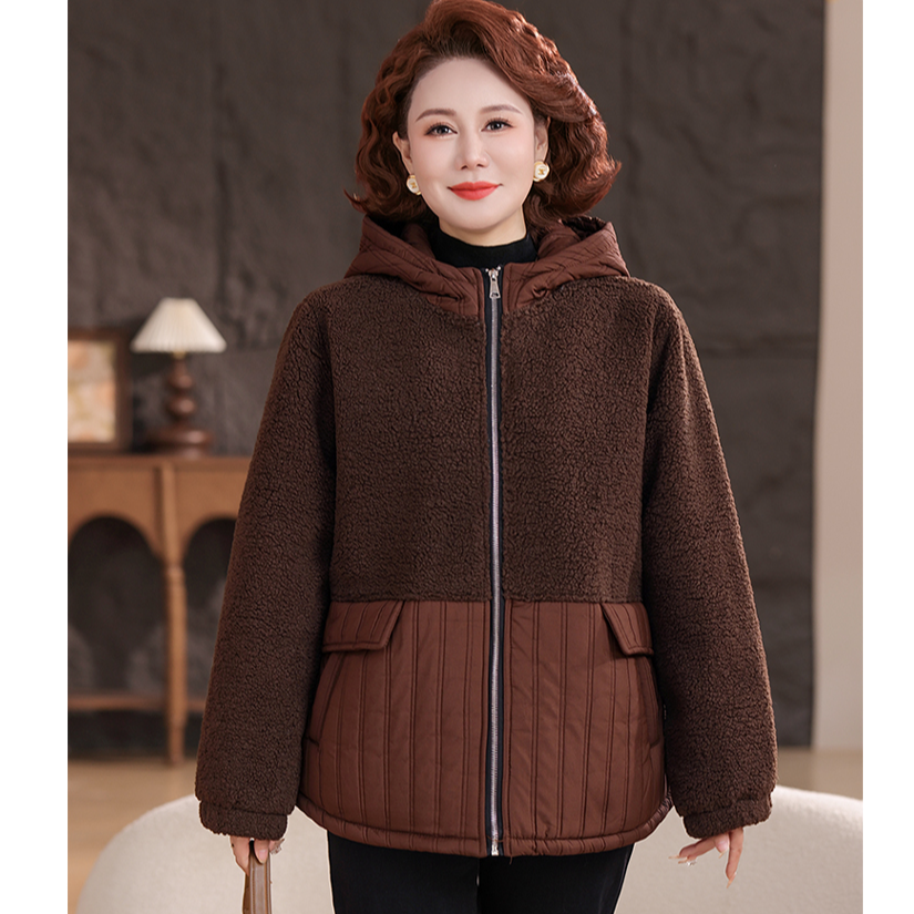 90-220斤特大码妈妈妈装冬季加绒加厚保暖连帽棉衣中老年女装棉袄