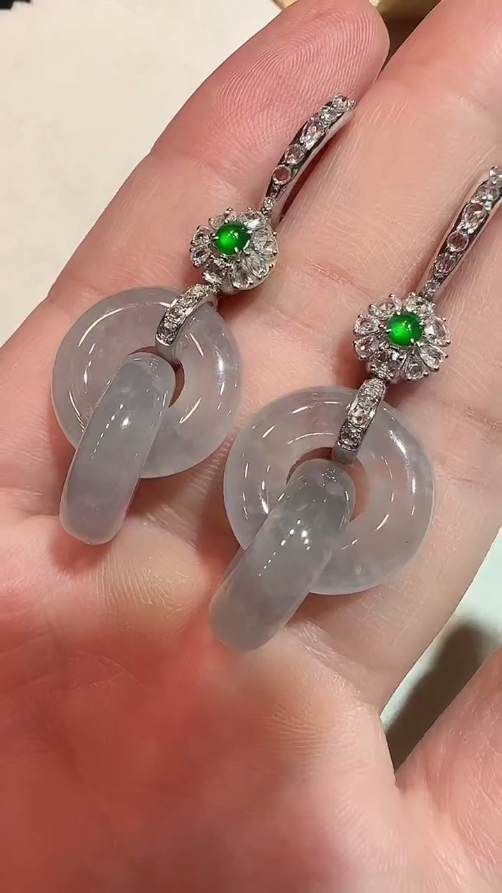 【闪购商品】翡翠耳饰18K金镶嵌耳坠