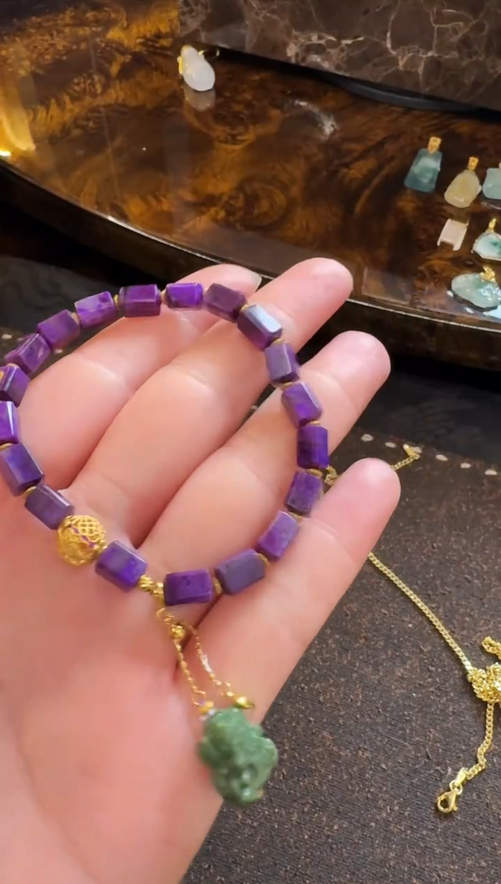 苏纪石（舒俱来）18K金镶嵌手链手链