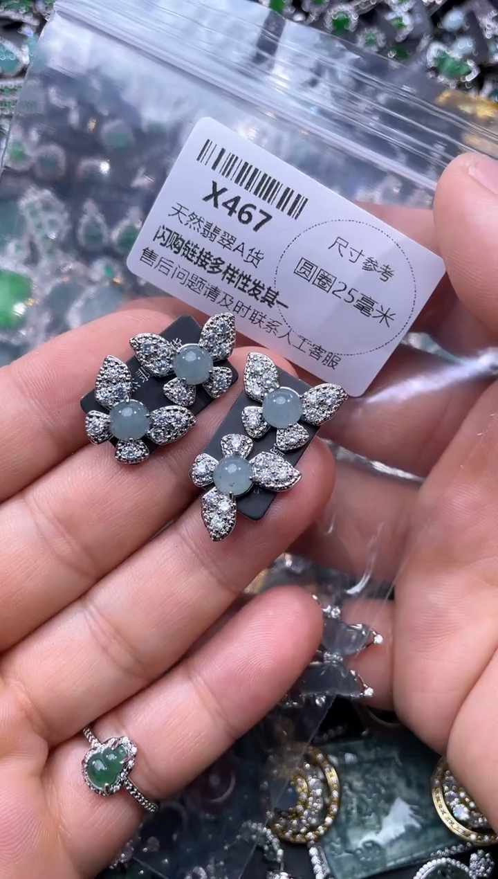 【闪购商品】翡翠颈饰未镶嵌X467耳钉 多样性发其一