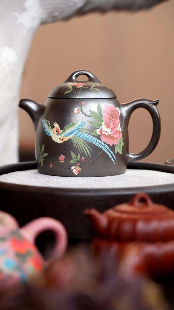 紫砂茶壶琉璃金砂大秦权泥绘