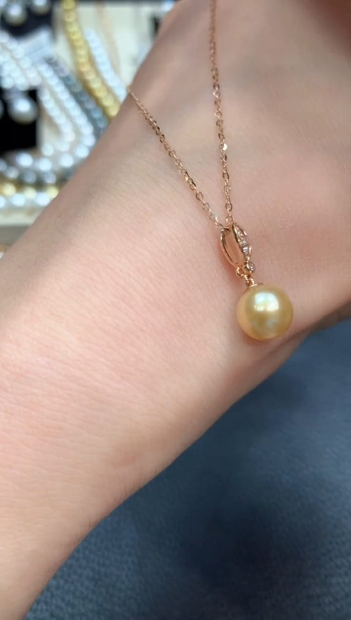 【闪购商品】海水珍珠项链18K金镶嵌m10       
