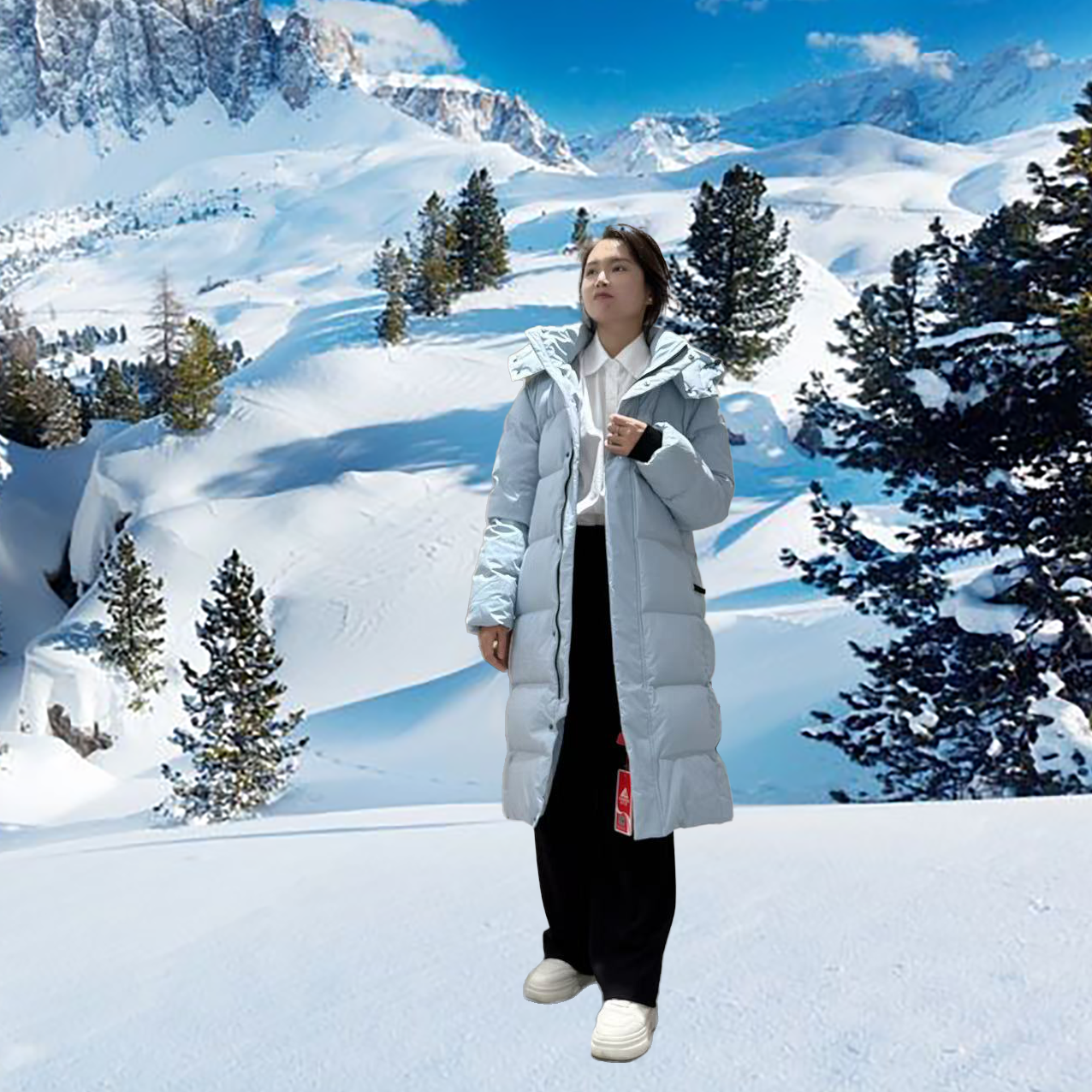 极寒系列90白鸭绒中长款加厚显瘦时尚保暖舒适过膝冬季羽绒服连帽