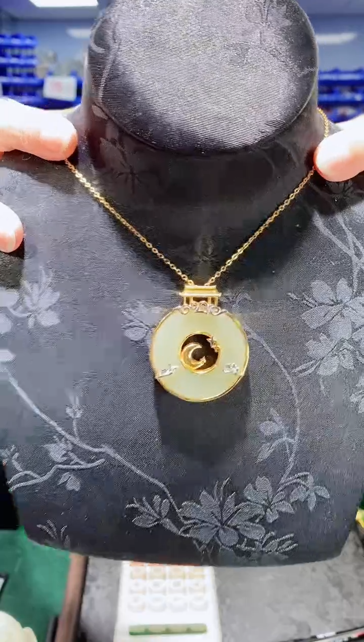 吊坠(不含链)银S925镶嵌和田玉DZ2240