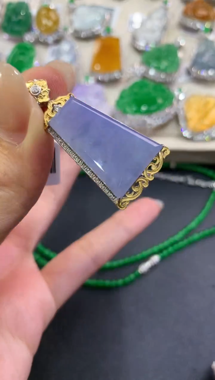 【闪购商品】翡翠吊坠(不含链)18K金镶嵌q33紫货有色差