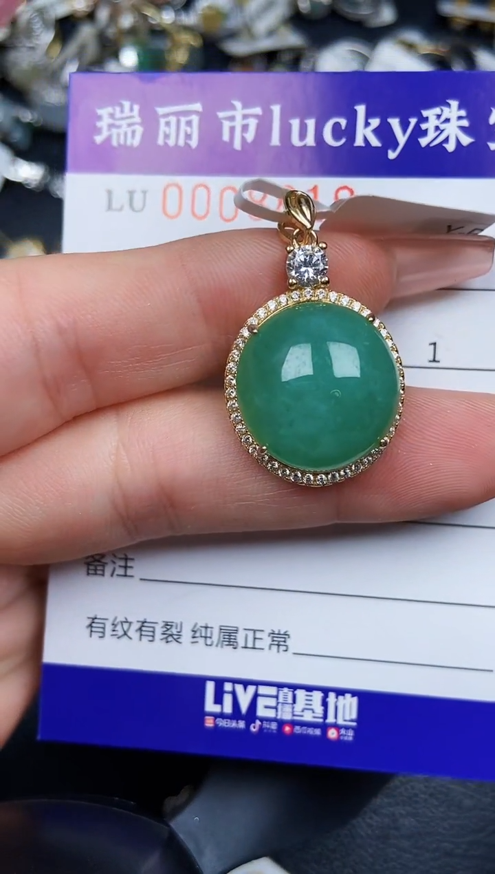 翡翠银S925镶嵌颈饰8818