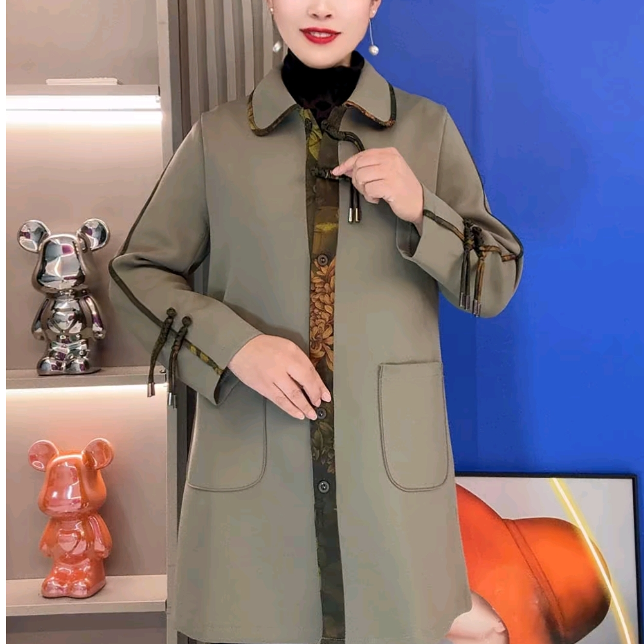 中长款厚款千金风洋气2025新款时尚长袖气质宽松型格纹翻领大衣女