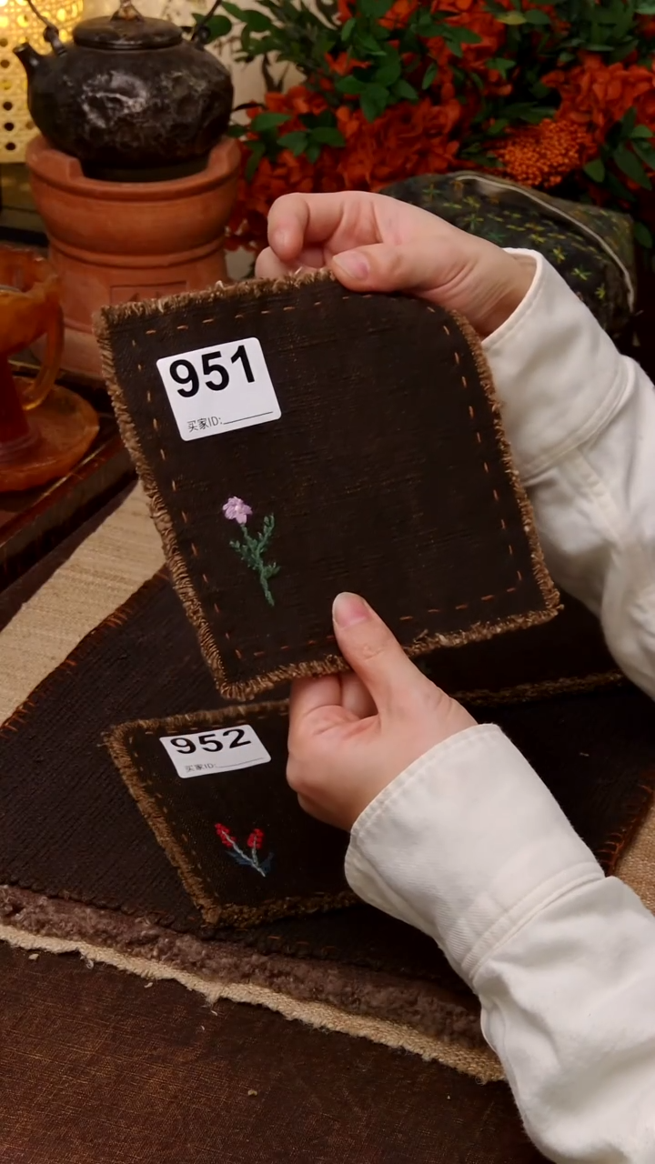 ?****?Cici手作刺子绣柿染壶垫杯951