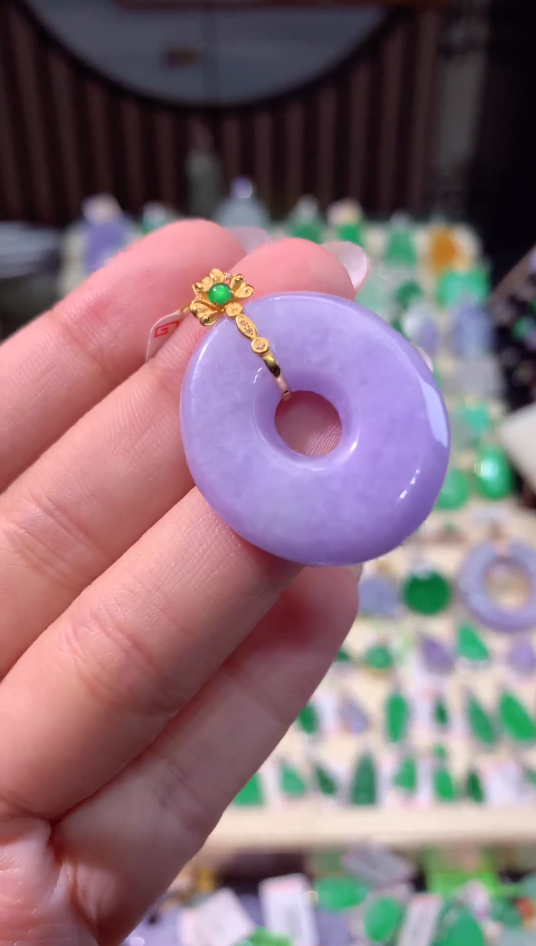 【闪购商品】翡翠颈饰18K金镶嵌缅甸天然A货翡翠