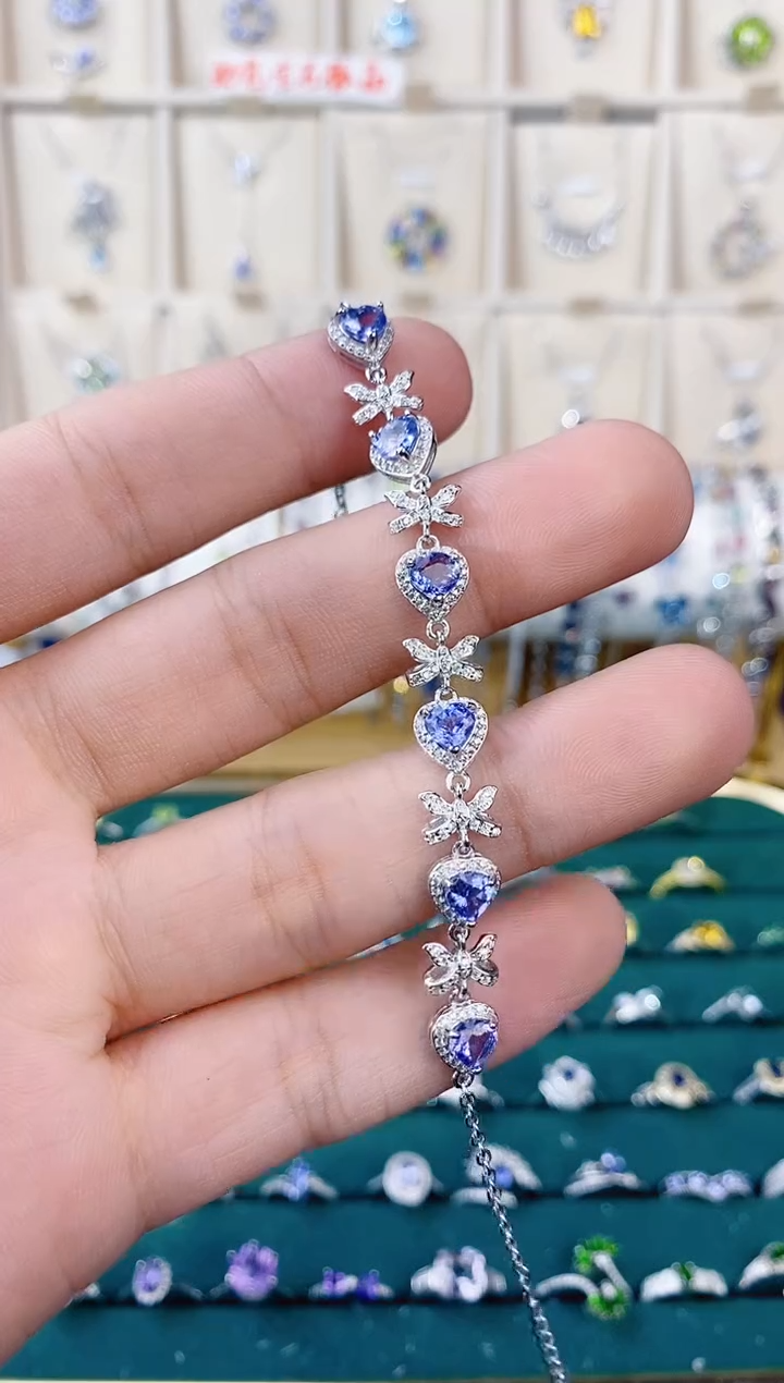 【闪购商品】坦桑石手链银S925镶嵌带证书