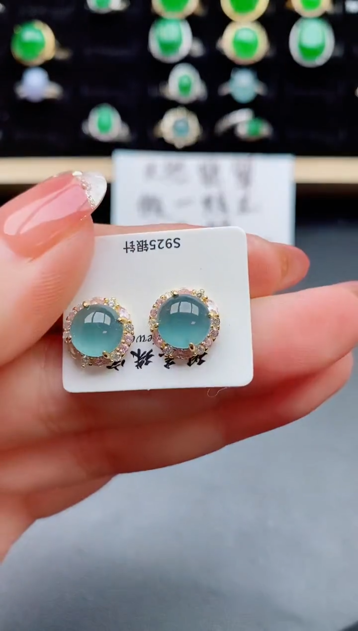 【闪购商品】翡翠耳饰银S925镶嵌21212
