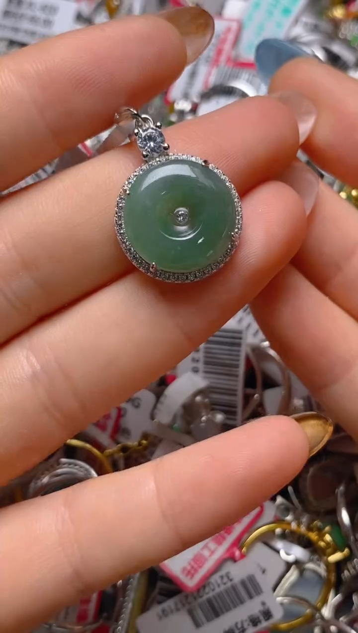 银S925镶嵌戒指翡翠百内无证书