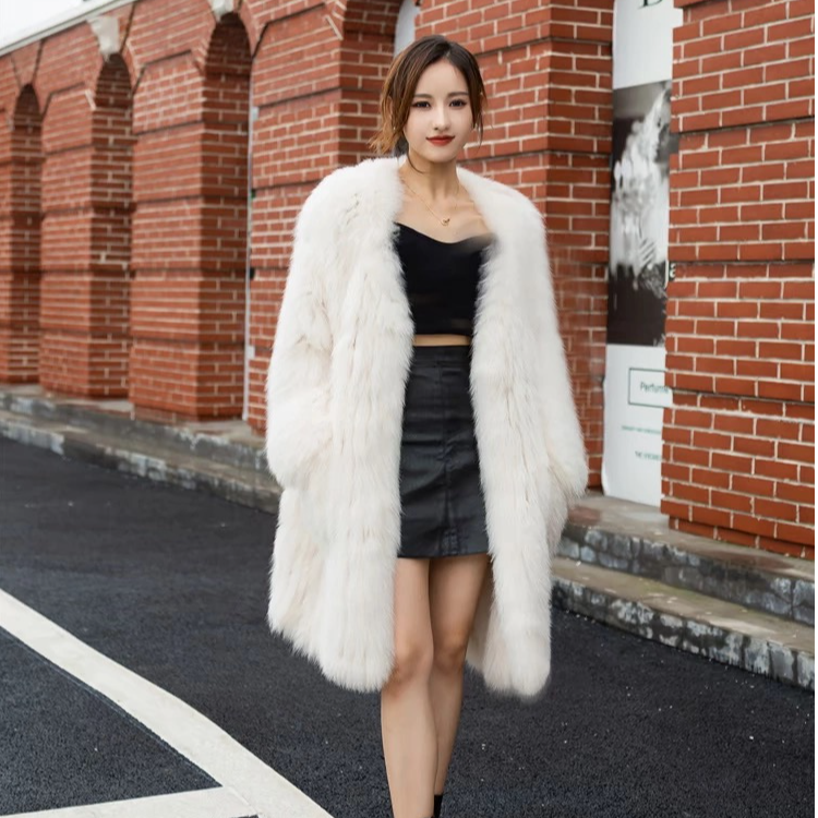 新款中长款皮草外套女