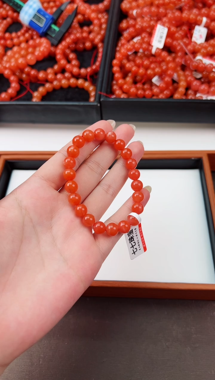 【闪购商品】南红玛瑙手串未镶嵌滴水洞亮光8+一条