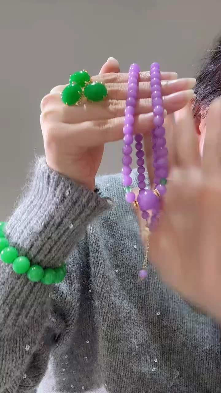 颈饰未镶嵌翡翠紫弹珠6项链