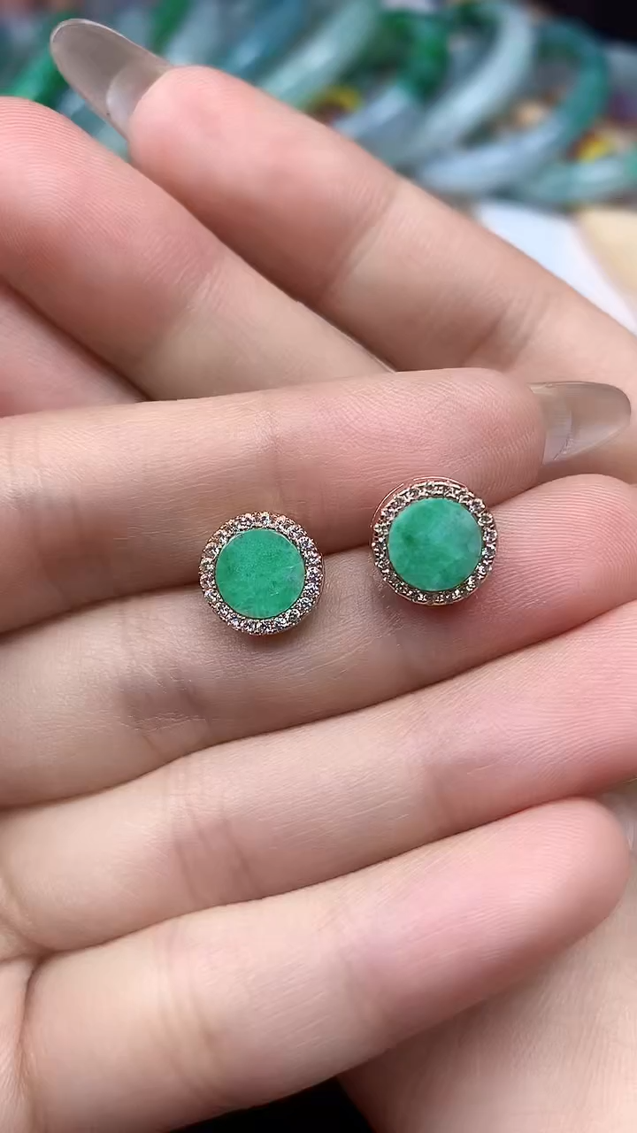 【闪购商品】翡翠耳饰银S925镶嵌耳饰