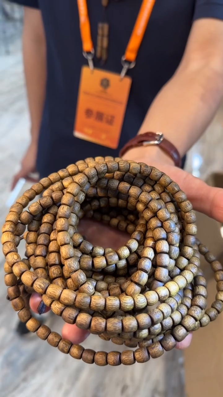 沉香99沉香港黄棋沉香直纹鼓珠7mm108颗20g+多样性发1