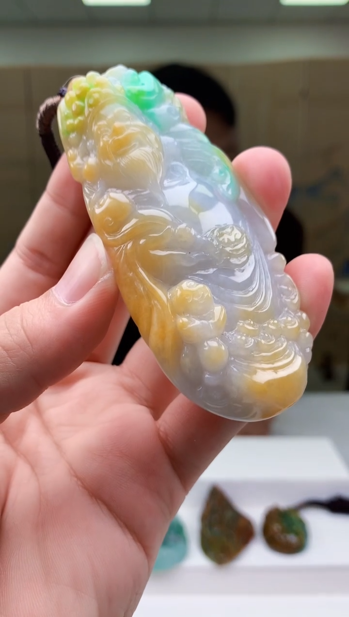 【闪购商品】定制翡翠未镶嵌4969bb-毛货挂件65