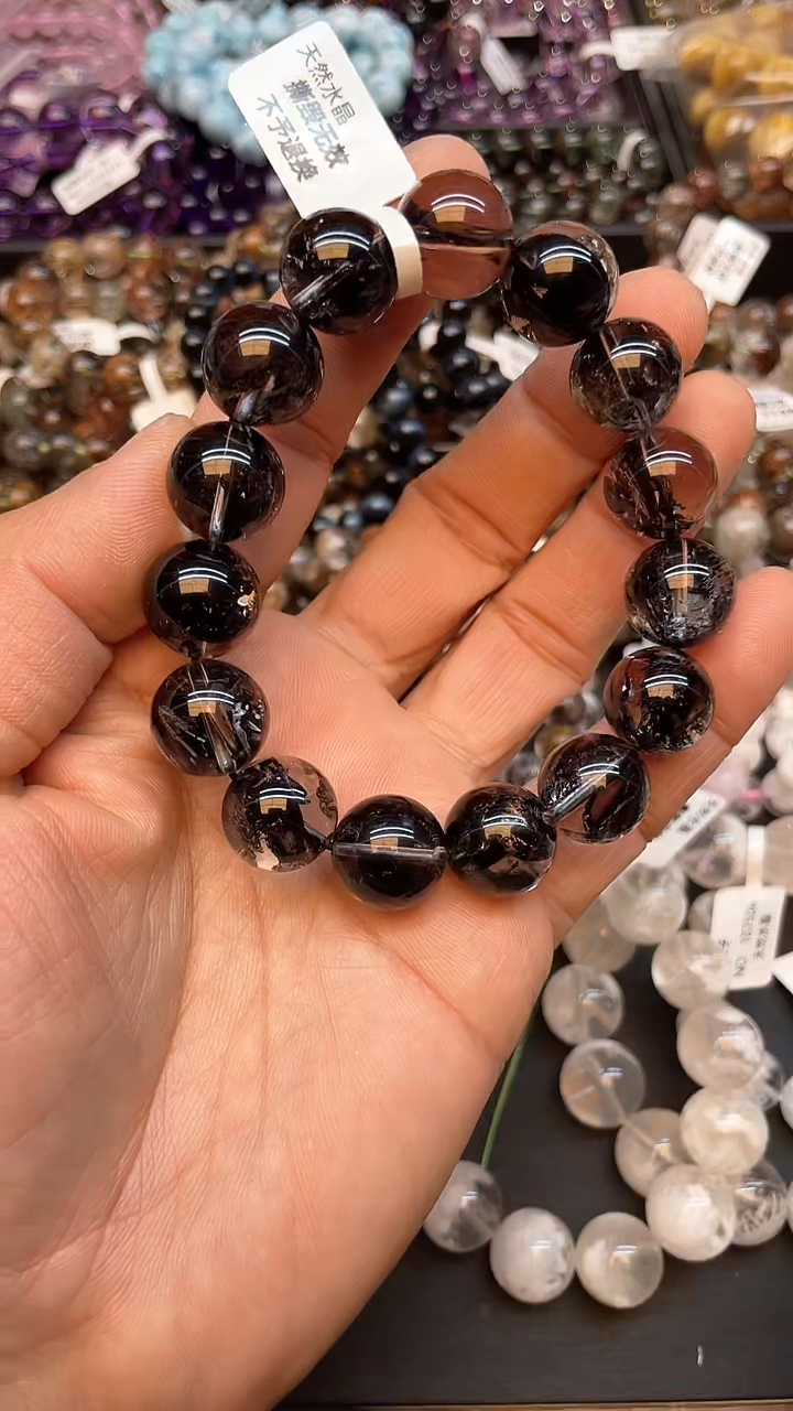 【闪购商品】水晶手链未镶嵌93黑闪灵14mm+