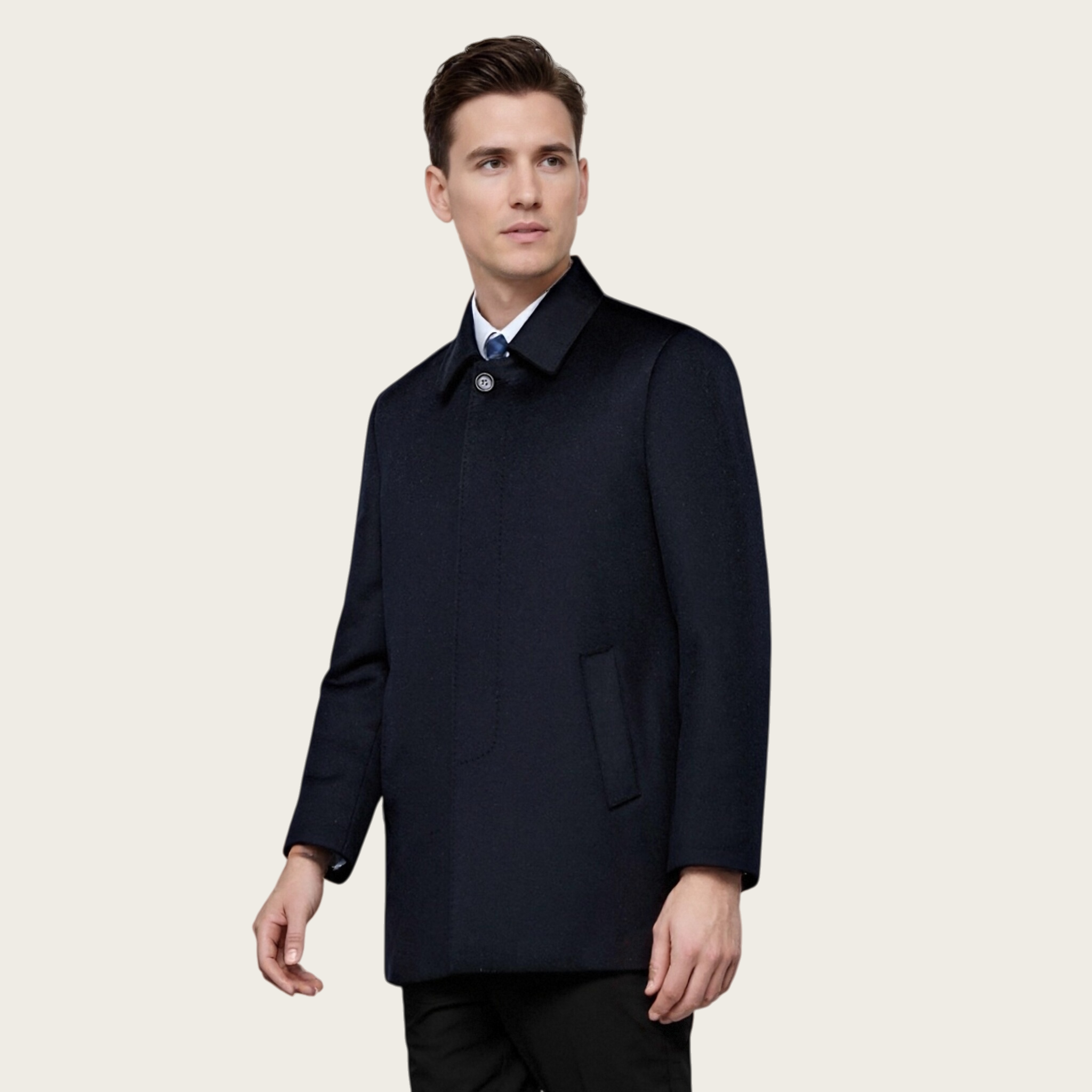 NEEDCHLINE【纯山羊绒夹克】100％纯山羊绒男士秋冬商务休闲翻领