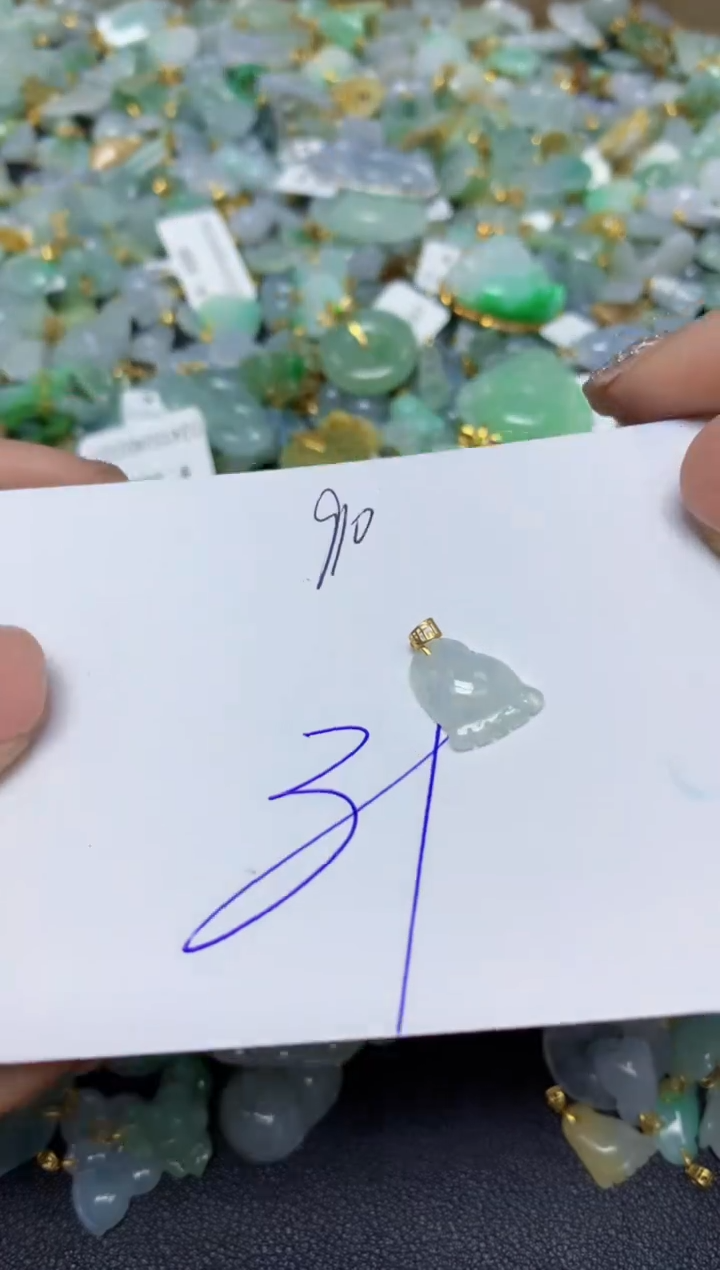 【闪购商品】翡翠挂件18K金镶嵌 天然翡翠A货