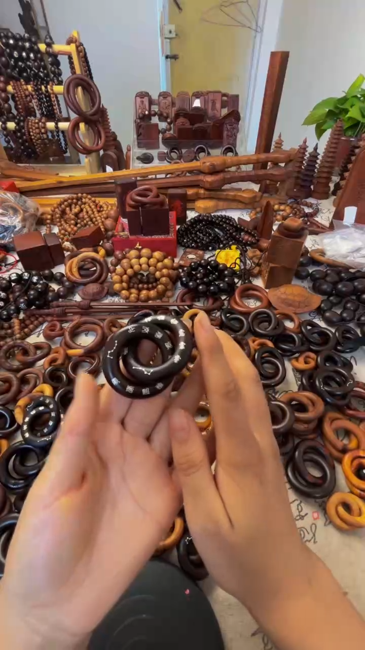 枣木单面镶银25圈口