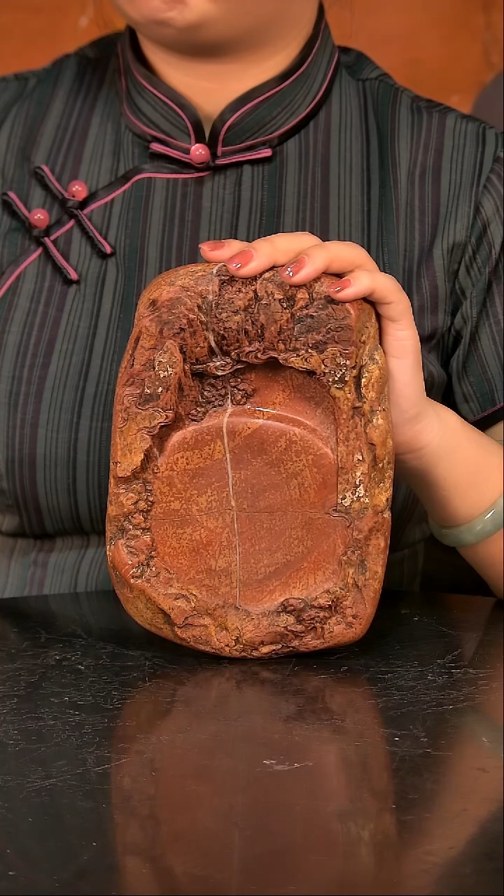 青州黑山老坑精品红丝砚