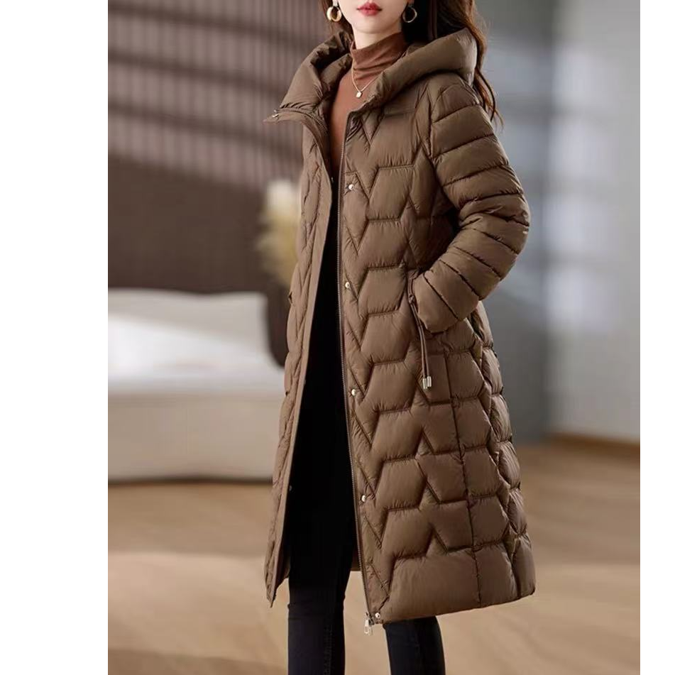 【48小时发货】M132时尚休闲百搭连帽中长款保暖冬季棉衣棉服