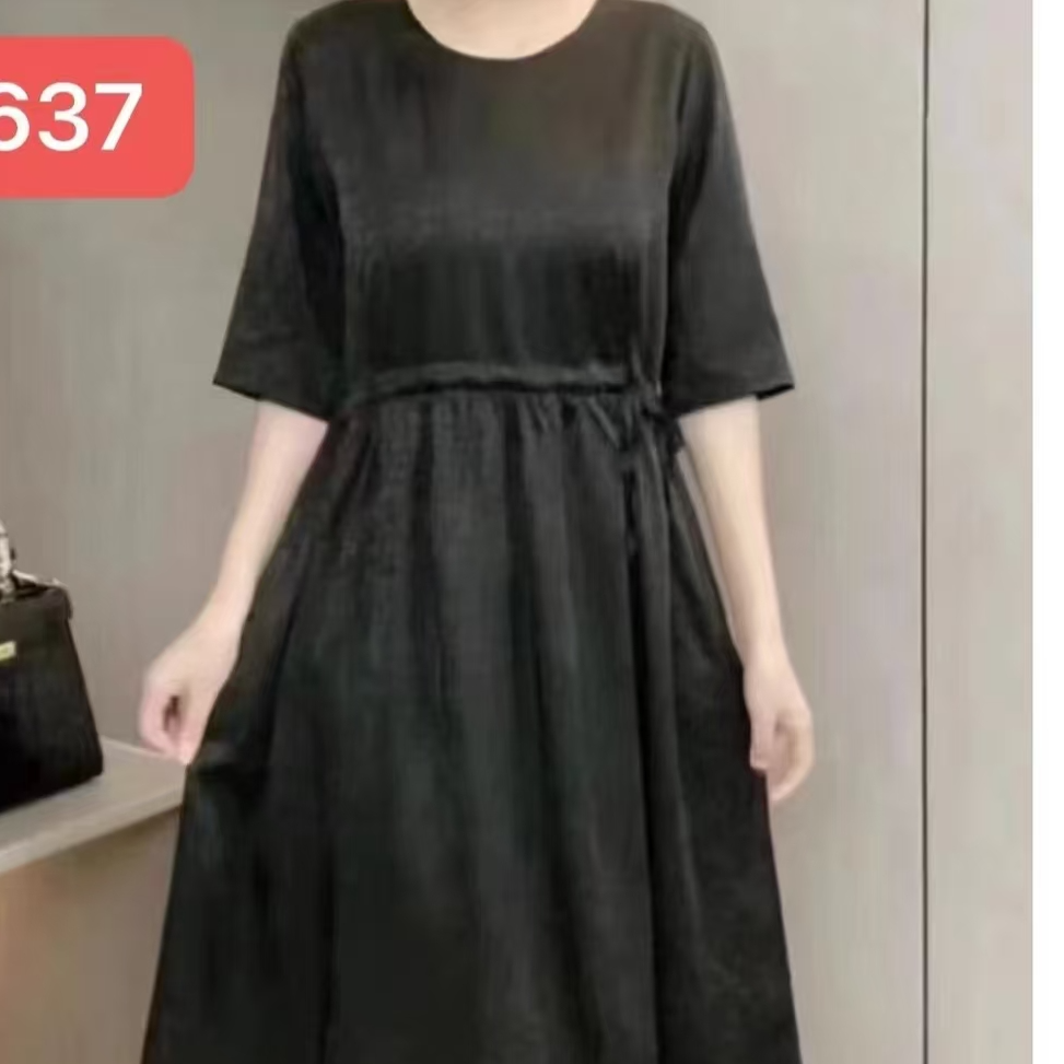 92纯色裙妈妈装高妈妈装洋气显瘦气质女装连衣裙
