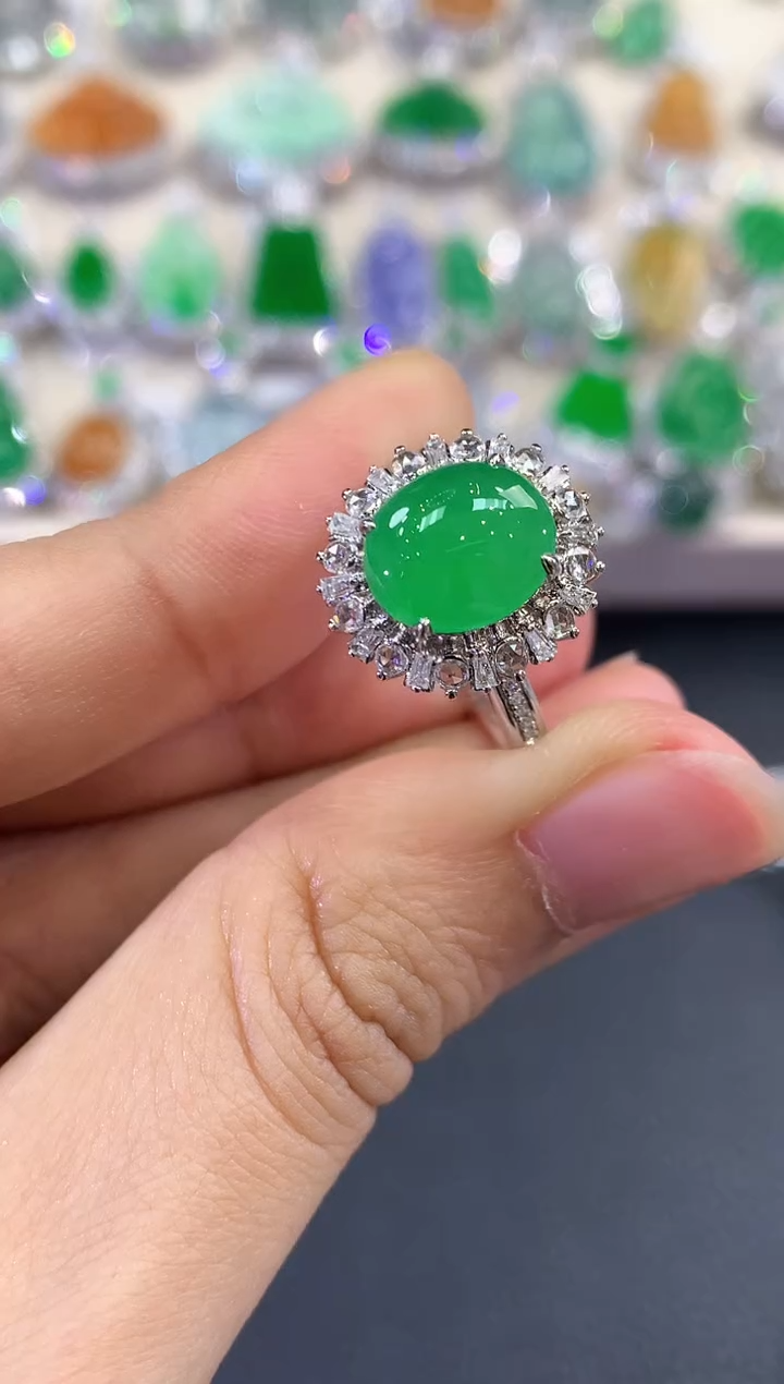 【闪购商品】翡翠戒指18K金镶嵌C214    