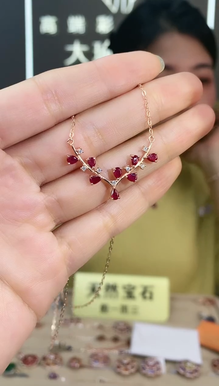 【闪购商品】红宝石颈饰银S925镶嵌颈饰