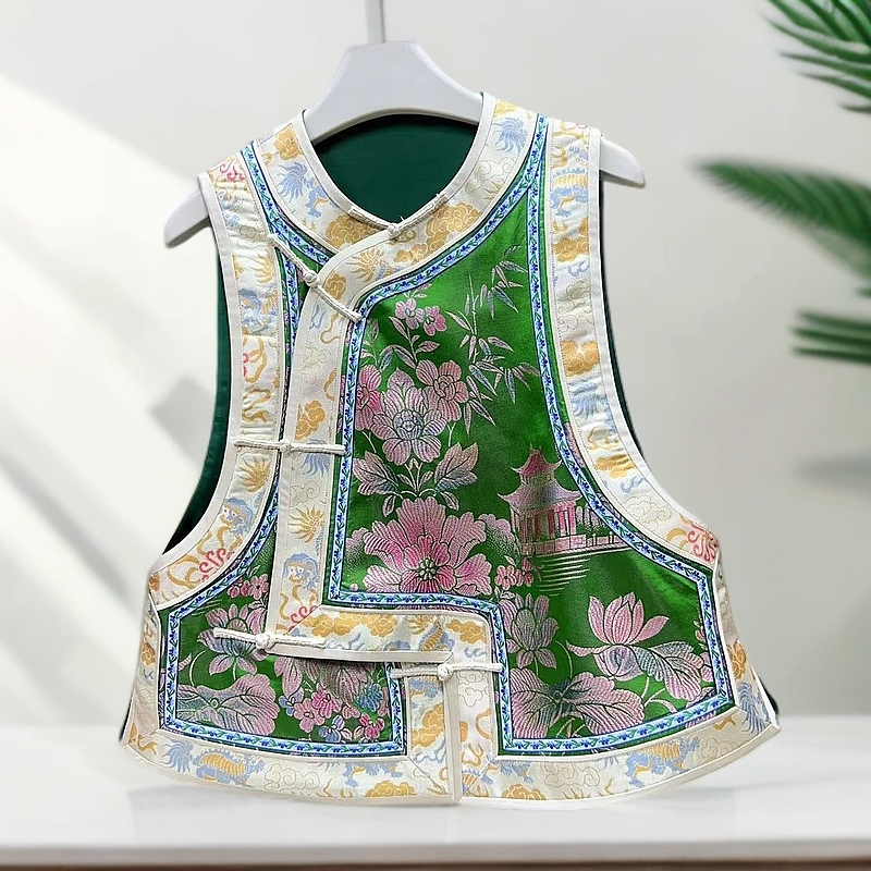 【云囍原创设计】春秋老缎拼宋锦时尚马甲