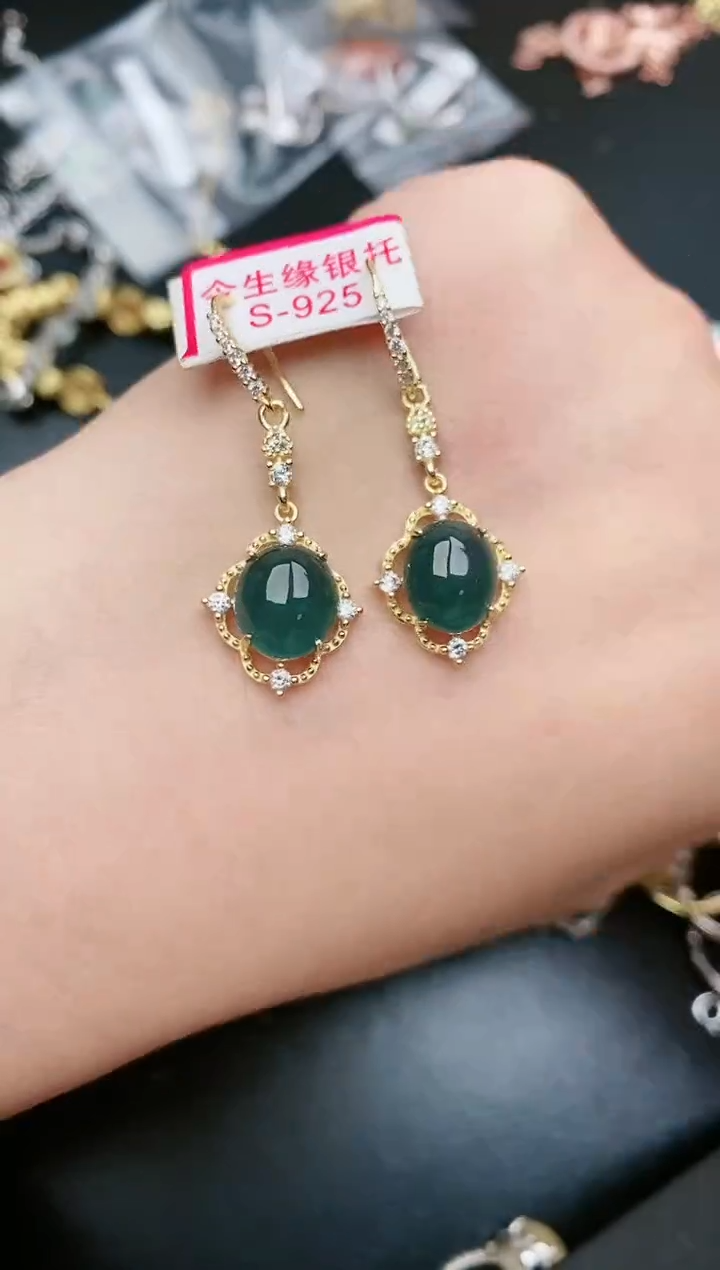 翡翠戒指银S925镶嵌.....