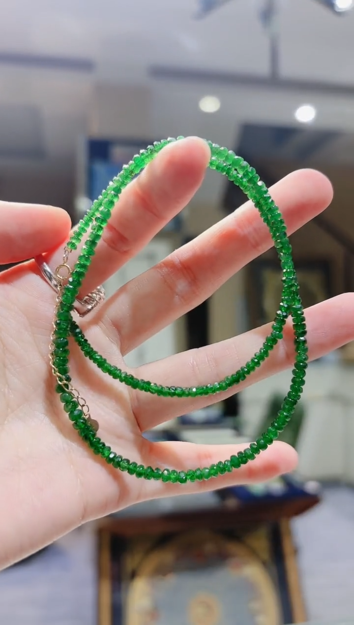 【闪购商品】石榴石（沙弗莱）项链18K金镶嵌沙弗莱锁骨链Z2号