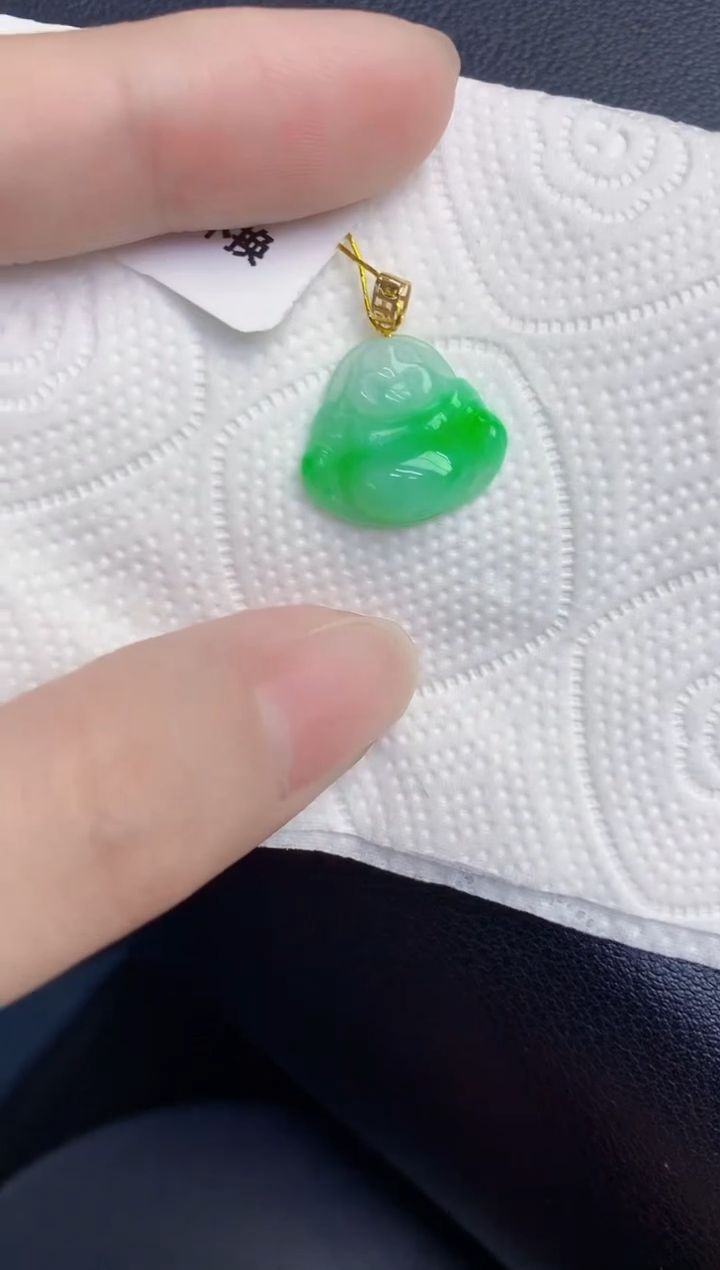 颈饰18K金镶嵌翡翠天然翡翠缅甸A货