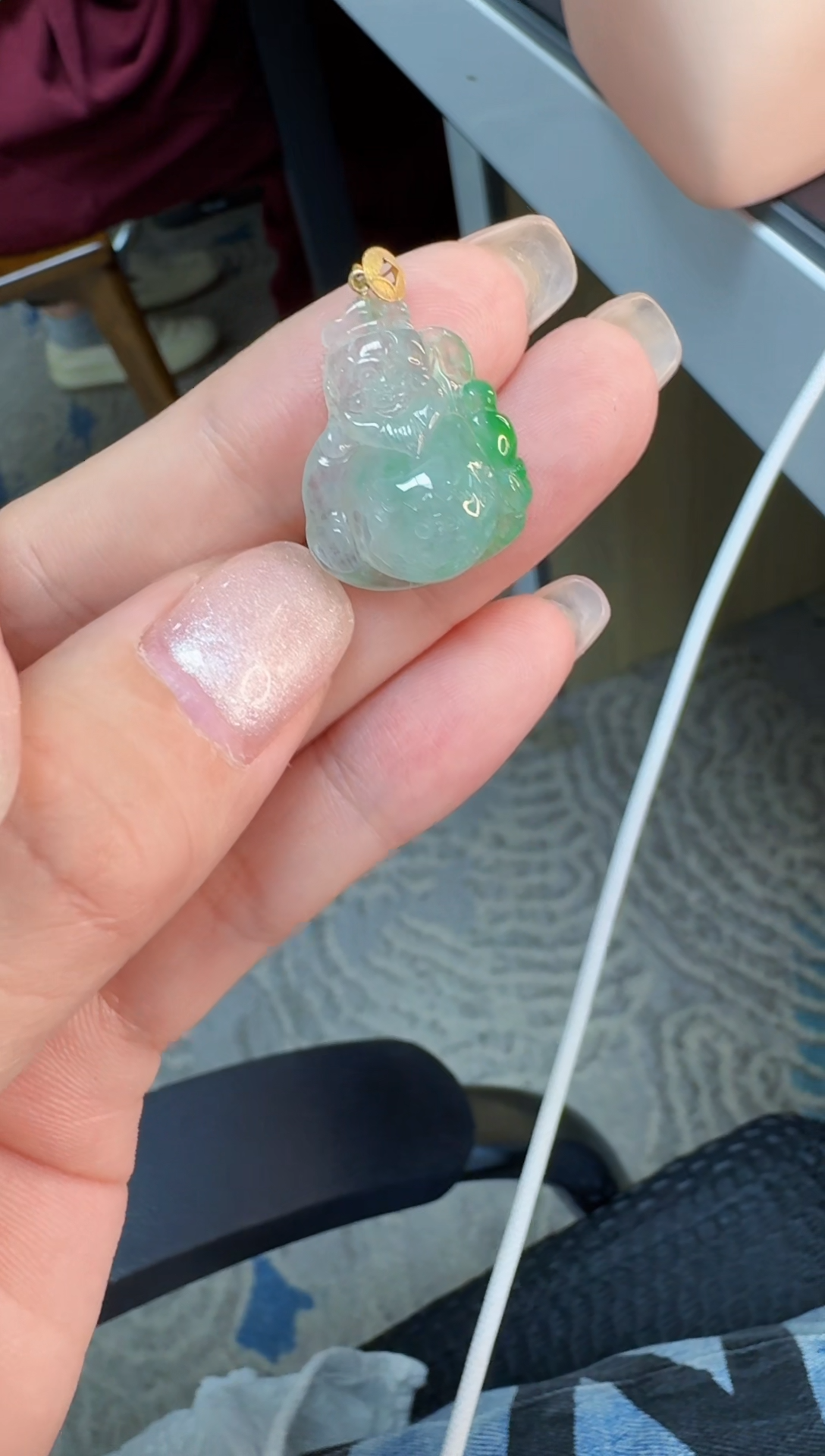 翡翠18K金镶嵌颈饰缅甸翡翠A挂件