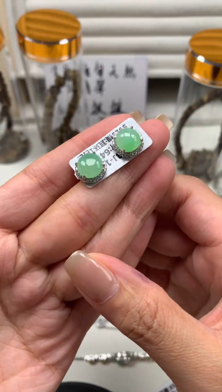 银S925镶嵌戒指翡翠耳饰