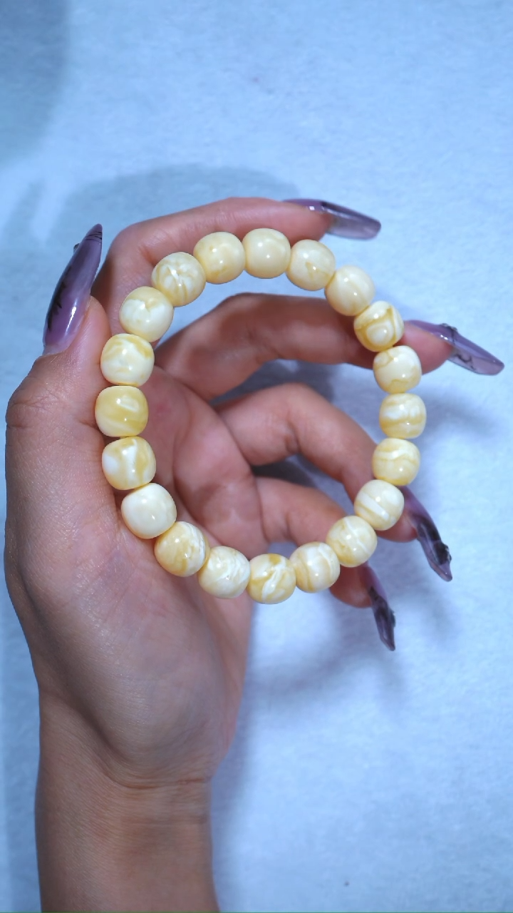 【闪购商品】蜜蜡手链未镶嵌收藏级10.5mm瓷白浓蜡虎皮妖