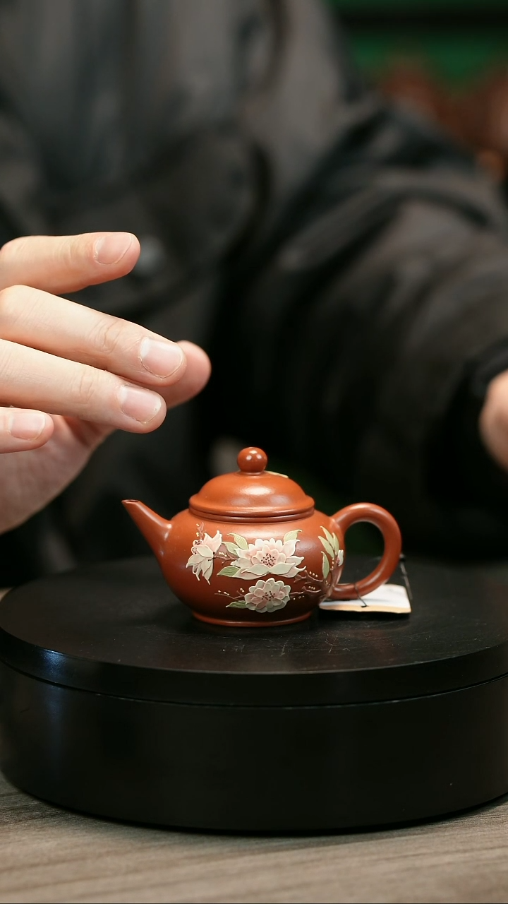 茶壶紫砂H2217赵翠红牡丹堆绘水平