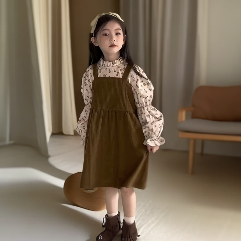 2025秋冬新款儿童女童碎花连衣裙两件套中小童装长袖