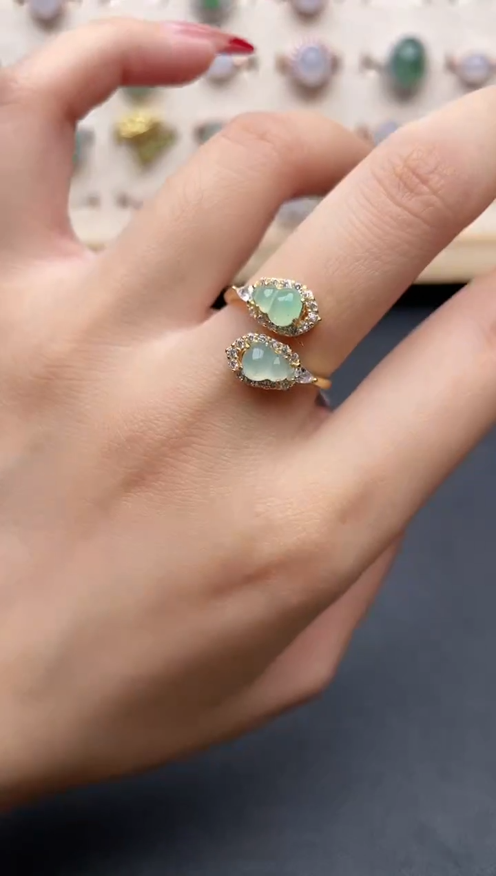 【闪购商品】翡翠戒指银S925镶嵌一物一证一礼盒