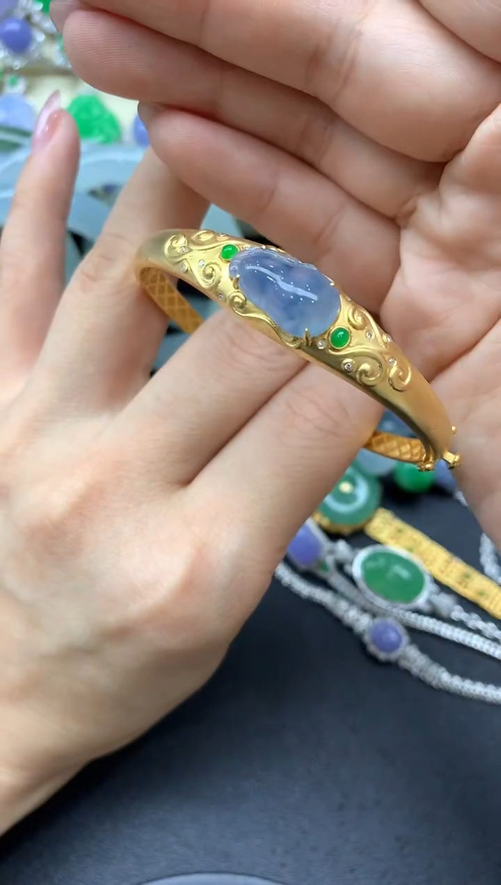 【闪购商品】翡翠手镯18K金镶嵌191-中国好珍宝