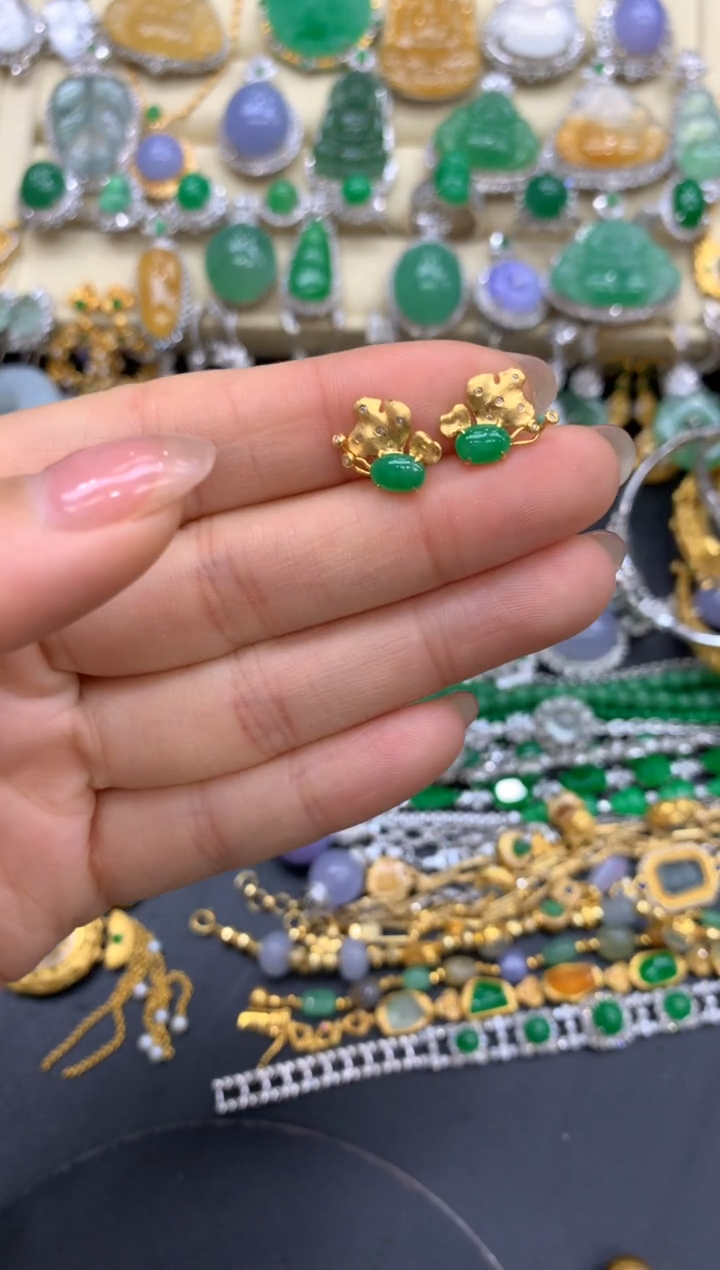 【闪购商品】翡翠耳饰18K金镶嵌124-中国好珍宝