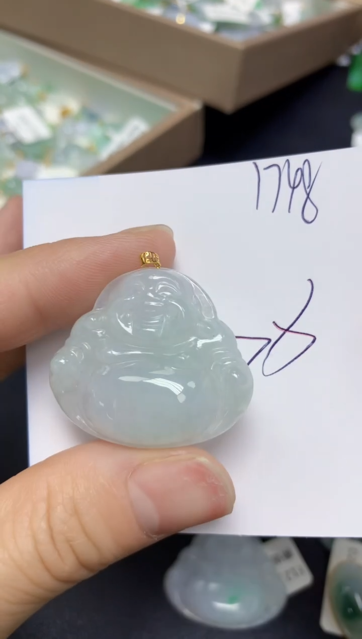 【闪购商品】翡翠18K金镶嵌挂件天然翡翠A货
