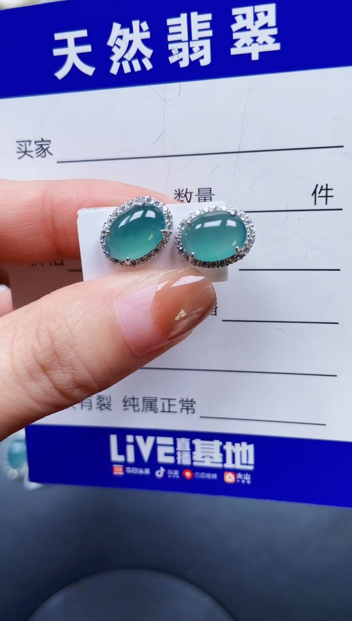 银S925镶嵌翡翠耳饰232