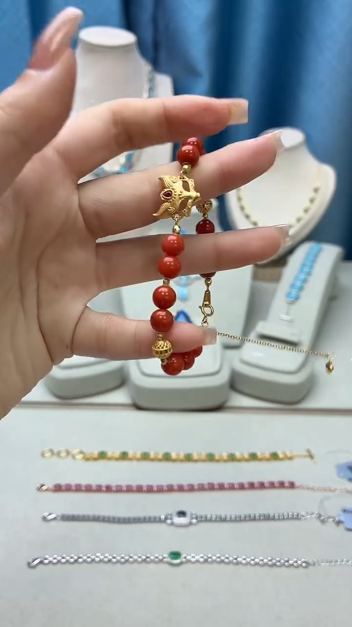 银S925镶嵌手串南红玛瑙202JH0102产品一个（多样性）