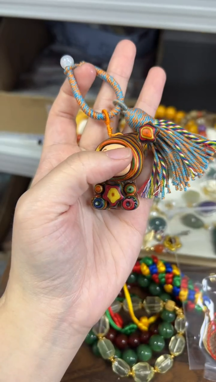 檀香木把件彩虹木檀木星星人编制挂件[22]