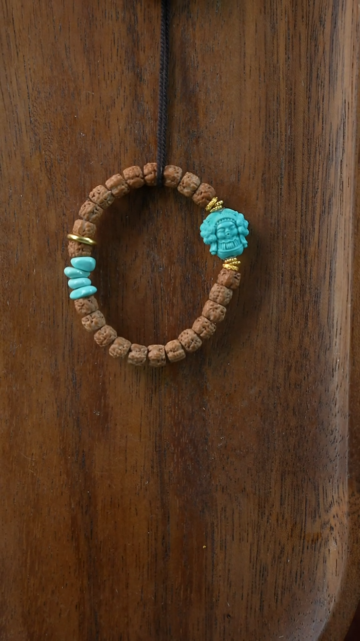 手串菩提未镶嵌豆*娥湖北原矿绿松石(不含绳)YXH-030